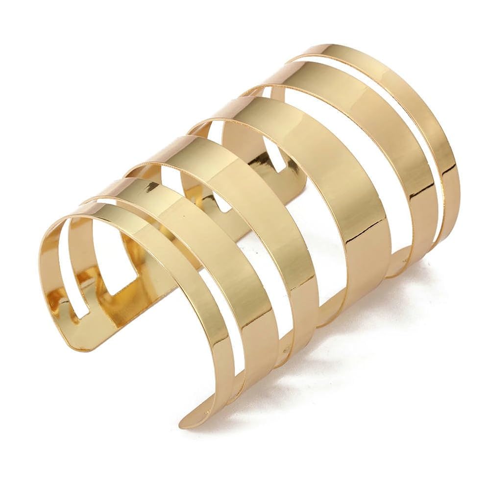 Amazon.com: QTMY Alloy Metal Gold Hollow Hoop Open Cuff Wide
